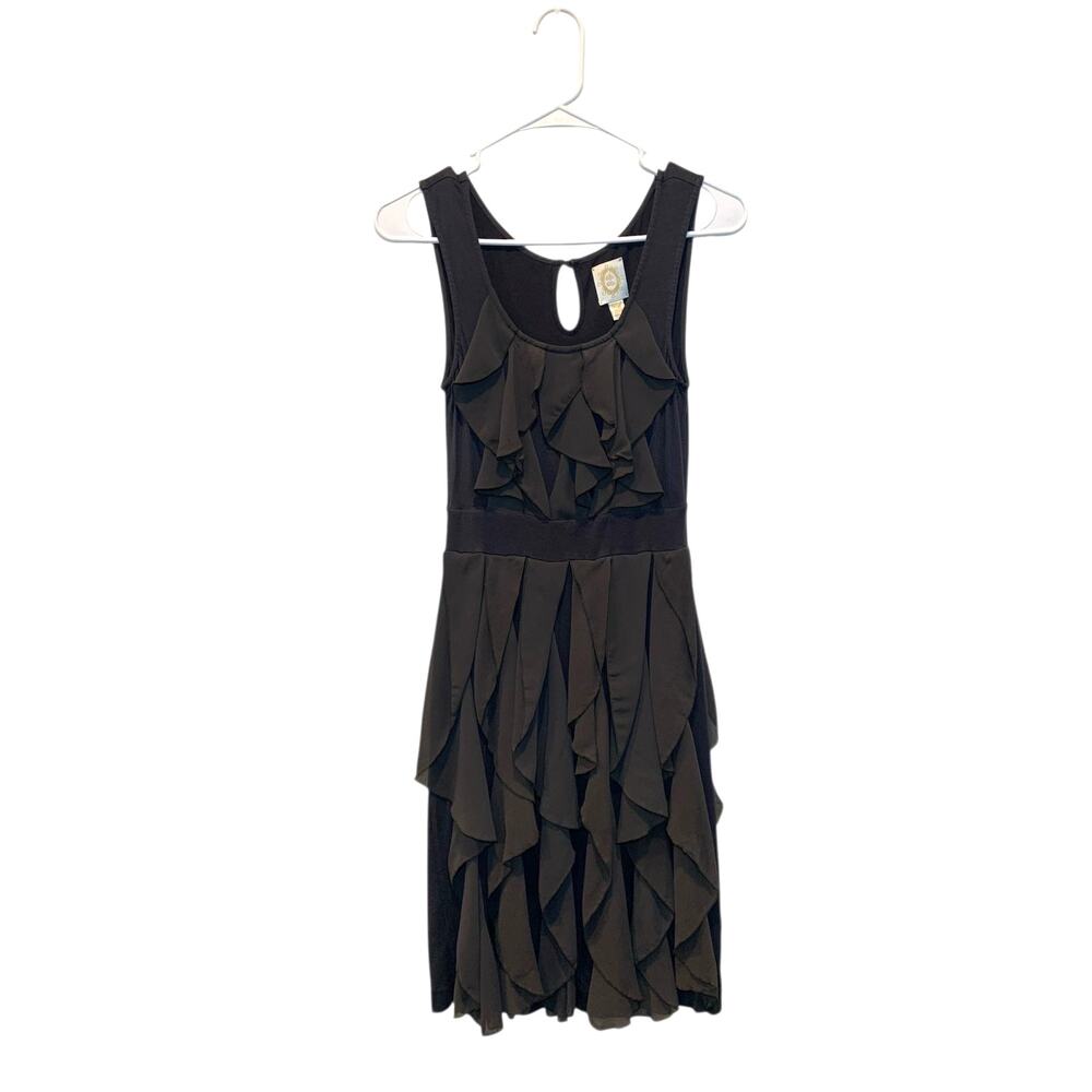 Anthropologie Ric Rac Rising Vapors Sleeveless Ruffled Dress Gray Size XS